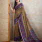 Olive & Purple Ikat Printed Chanderi Saree