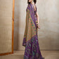 Olive & Purple Ikat Printed Chanderi Saree