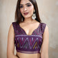 Olive & Purple Ikat Printed Chanderi Saree