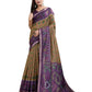 Olive & Purple Ikat Printed Chanderi Saree