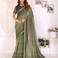 Olive Green Chanderi Saree with Woven Design