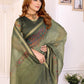 Olive Green Chanderi Saree with Woven Design