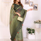 Olive Green Chanderi Saree with Woven Design