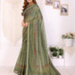 Olive Green Chanderi Saree with Woven Design