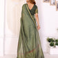 Olive Green Chanderi Saree with Woven Design