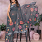 Grey Floral Linen Shimmer Saree