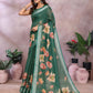 Green Floral Linen Shimmer Saree