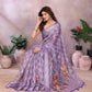 Lavender Floral Linen Shimmer Saree