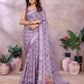 Lavender Floral Linen Shimmer Saree