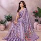 Lavender Floral Linen Shimmer Saree