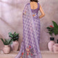 Lavender Floral Linen Shimmer Saree