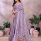 Lavender Floral Linen Shimmer Saree