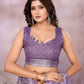 Lavender Floral Linen Shimmer Saree