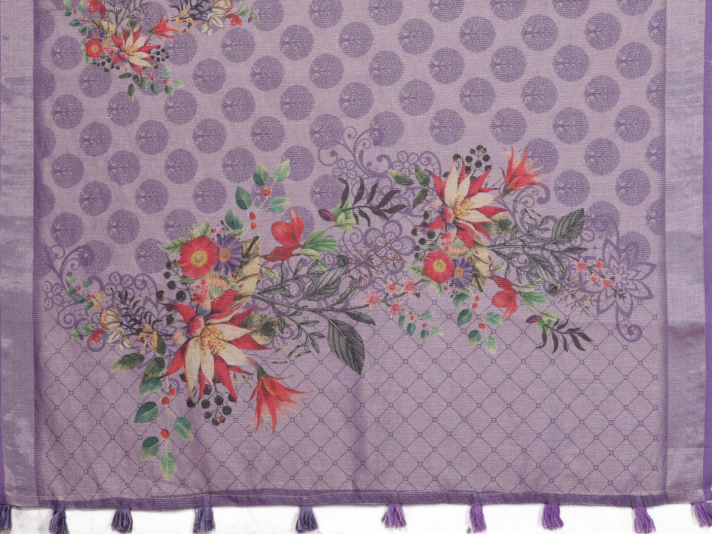 Lavender Floral Linen Shimmer Saree