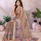 Coffee Brown Floral Linen Shimmer Saree