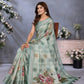 Mint Green Floral Printed Saree
