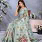 Mint Green Floral Printed Saree