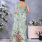 Mint Green Floral Printed Saree