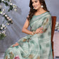 Mint Green Floral Printed Saree