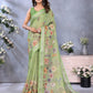 Lime Green Floral Printed Saree