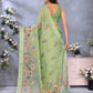 Lime Green Floral Printed Saree
