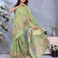Lime Green Floral Printed Saree