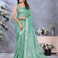 Sea Green Woven Pattern Saree