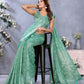Sea Green Woven Pattern Saree