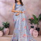 Sky Blue Floral Printed Saree