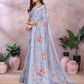 Sky Blue Floral Printed Saree