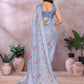 Sky Blue Floral Printed Saree