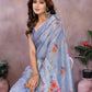 Sky Blue Floral Printed Saree