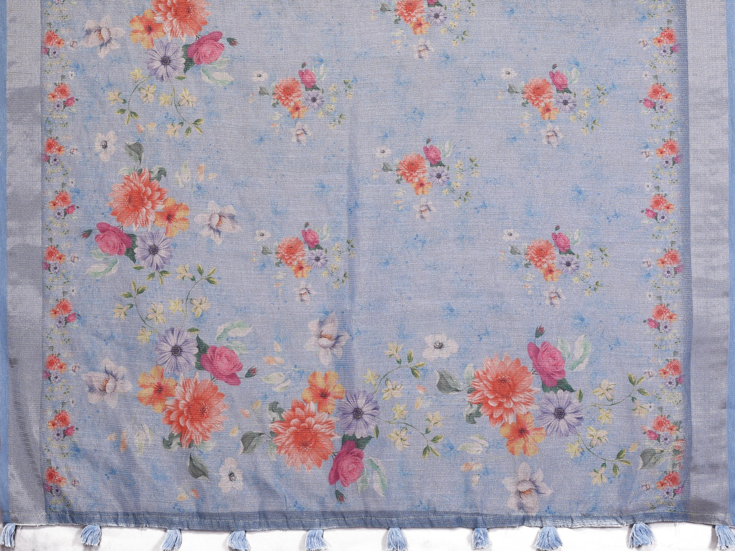 Sky Blue Floral Printed Saree