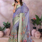 Lavender Green Floral Printed Saree