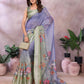 Lavender Green Floral Printed Saree