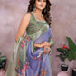 Lavender Green Floral Printed Saree