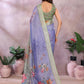 Lavender Green Floral Printed Saree