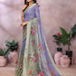 Lavender Green Floral Printed Saree