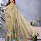 Olive Green Floral Printed Saree