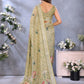 Olive Green Floral Printed Saree