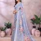 Sky Blue Floral Printed Saree