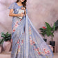 Sky Blue Floral Printed Saree