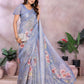Sky Blue Floral Printed Saree