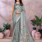 Greyish Blue Woven Floral Saree