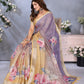 Lavender Yellow Floral Printed Saree