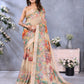 Beige Multicolor Floral Printed Saree