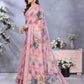 Pink Floral Printed Saree