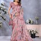 Pink Floral Printed Saree