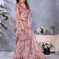 Pink Floral Printed Saree