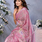 Pink Floral Printed Saree